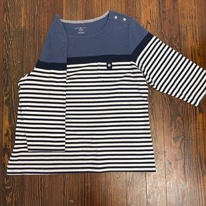 Blue/white striped Karen Scott Sport Sweater - 1X